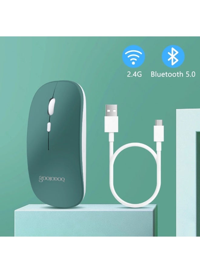 GOOJODOQ  2-in-1 Bluetooth Mouse, 2.4GHz, Dual Mode, Ultra Slim and Quiet ( Dark green ) - Image 1